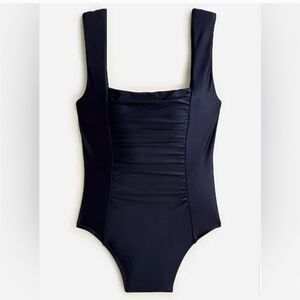 NWT J. Crew Navy Blue Ruched Squareneck One Piece Swimsuit Style BF179 size 22
